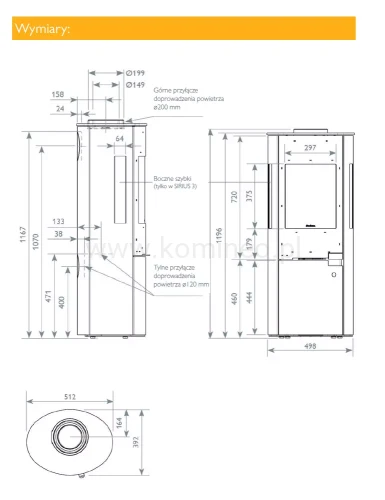 SCHIEDEL SIRIUS 1 Piec kominkowy stalowy - schemat