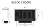 INFIRE INSIDE C800 Vers1 Biokominek do zabudowy trójstronny - schemat