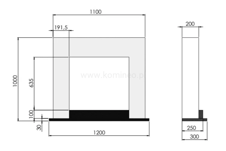 Biokominek INFIRE INPORTAL - schemat