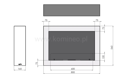 Biokominek INFIRE MURALL 800 - schemat