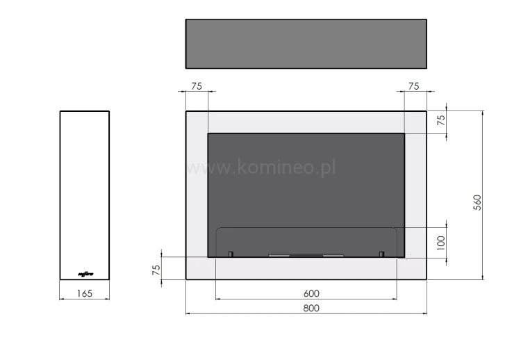 Biokominek INFIRE MURALL 800 - schemat