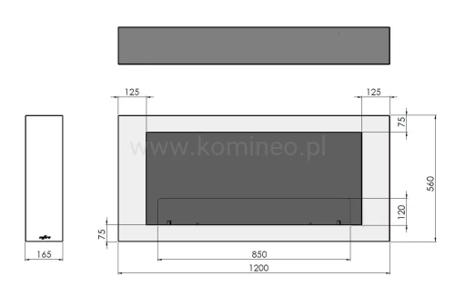 Biokominek INFIRE MURALL 1200 - schemat