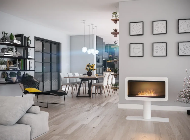 Biokominek INFIRE INECCO BIAŁY aranżacja