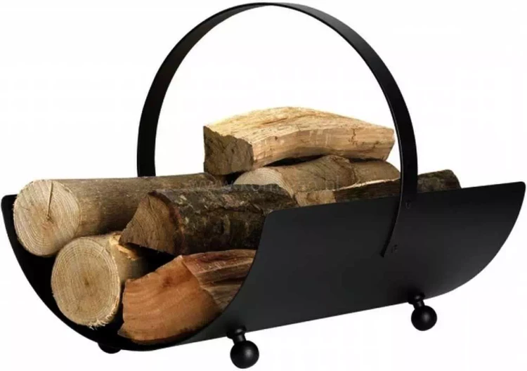 ArtFuego KO-5005 Kosz na drewno ze stali, czarny, nóżki kulki