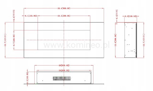 Kominek elektryczny AFLAMO ALBION 36 NH CZARNY bez grzania - schemat
