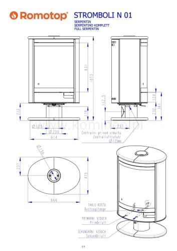 Schemat pieca Romotop STROMBOLI N 01