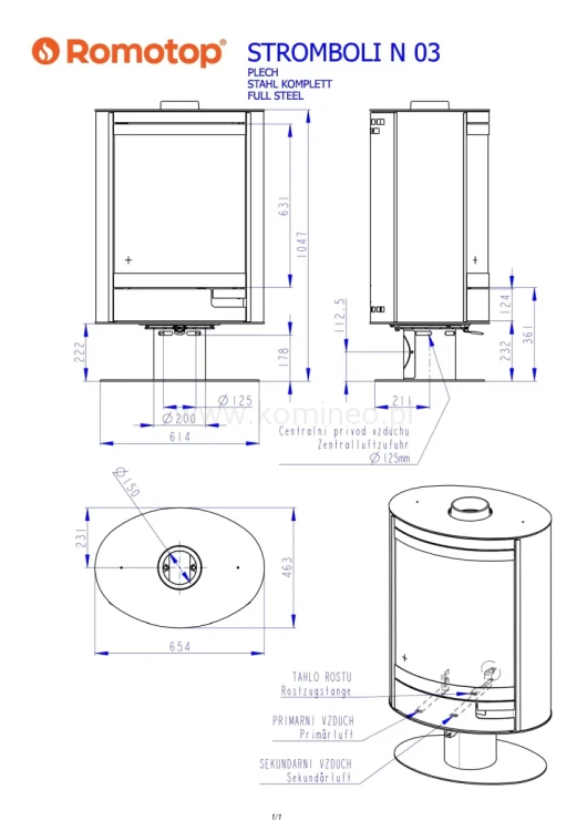 Schemat peica Romotop STROMBOLI N 03