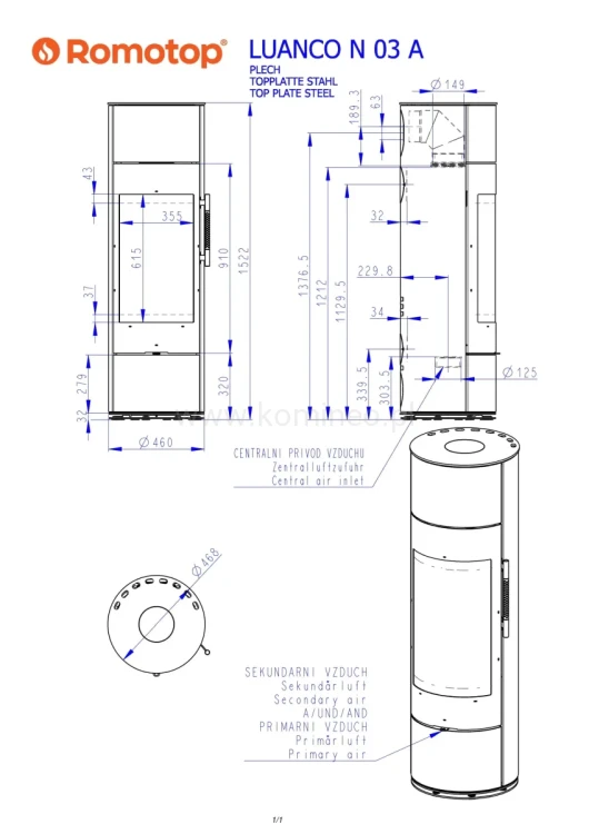 Schemat peica Romotop LUANCO N 03 AKUM
