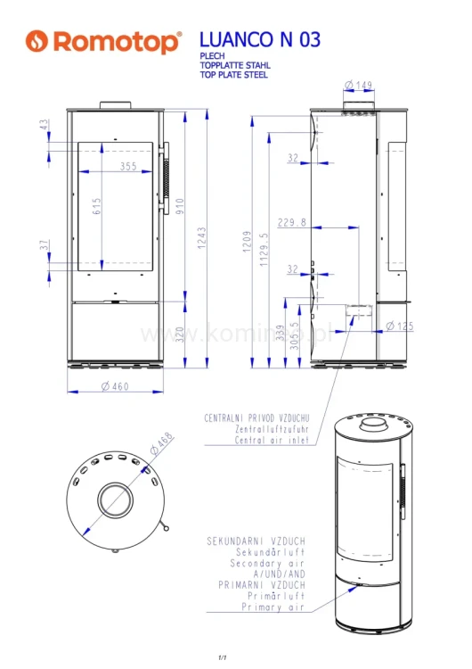 Schemat pieca Romotop LUANCO N 03 metal
