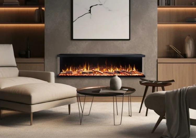 Kominek elektryczny trójstronny AFLAMO UNIQUE NH aranżacja