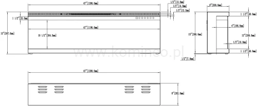 Kominek elektryczny trójstronny AFLAMO UNIQUE 120 PRO schemat