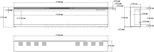 Kominek elektryczny trójstronny AFLAMO UNIQUE 180 PRO schemat