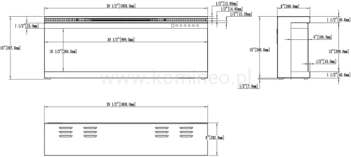 Kominek elektryczny trójstronny AFLAMO UNIQUE 100 PRO schemat
