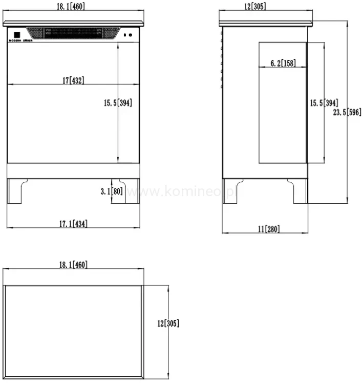 Kominek elektryczny AFLAMO TOWER 46 schemat
