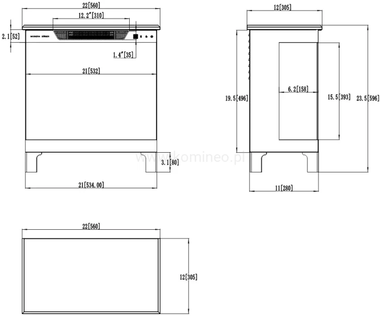 Kominek elektryczny AFLAMO TOWER 56 schemat