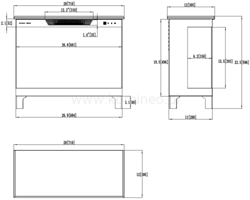 Kominek elektryczny AFLAMO TOWER 71 schemat