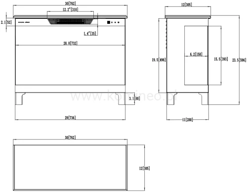 Kominek elektryczny AFLAMO TOWER 76 schemat