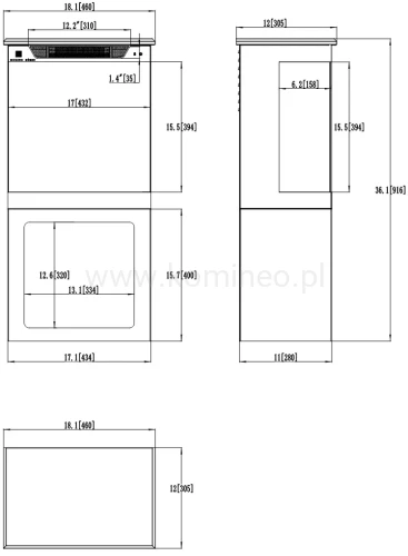 Kominek elektryczny AFLAMO TOWER 46 + PODSTAWA schemat
