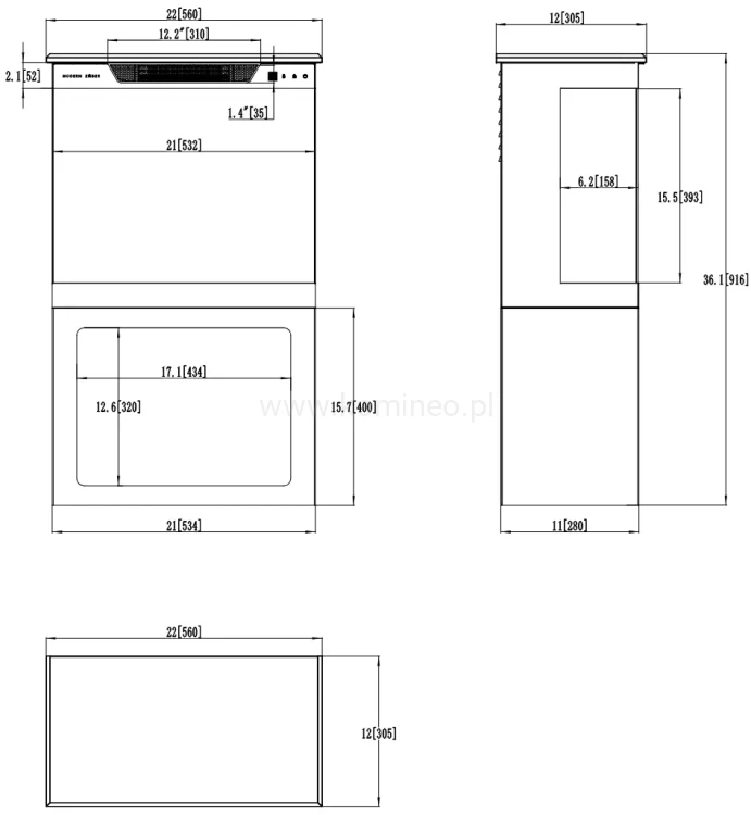 Kominek elektryczny AFLAMO TOWER 56 + PODSTAWA schemat