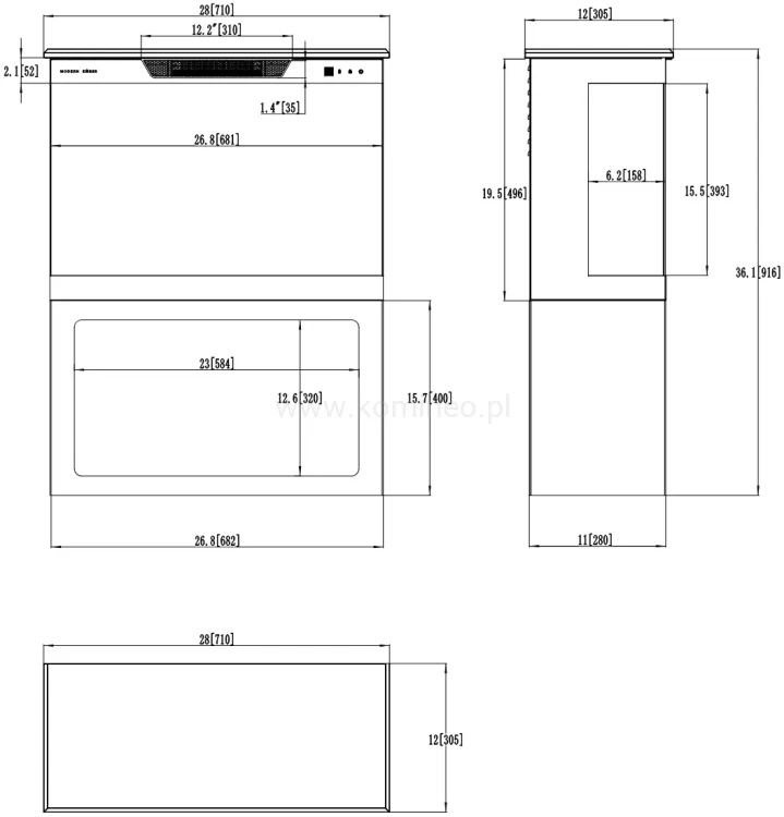Kominek elektryczny AFLAMO TOWER 71 + PODSTAWA schemat