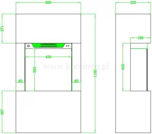 Kominek elektryczny wolnostojący AFLAMO TEXEL schemat