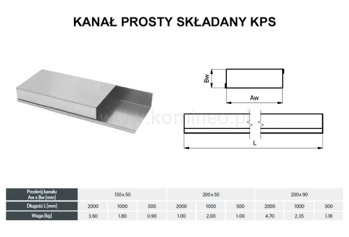 Kanał prostokątny składany DARCO KPS-OC - schemat