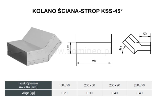 Kolano prostokątne nastawne DARCO KSS-45 ściana-strop