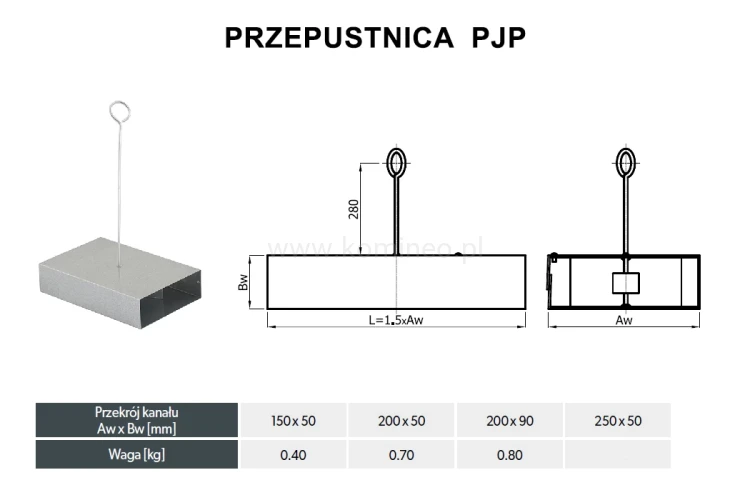 Przepustnica DARCO PJP-OC schemat