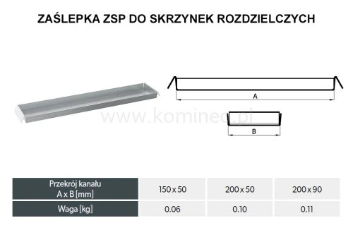 Zaślepka DARCO ZSP-OC do skrzynki rozdzielczej schemat