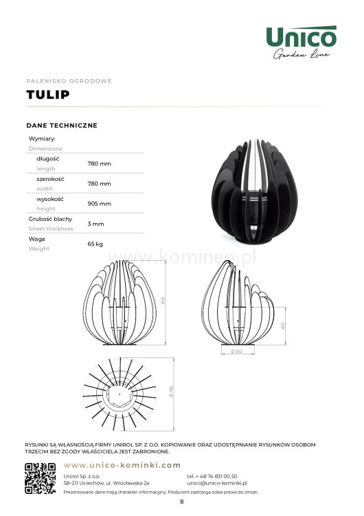Karta techniczna UNICO TULIP
