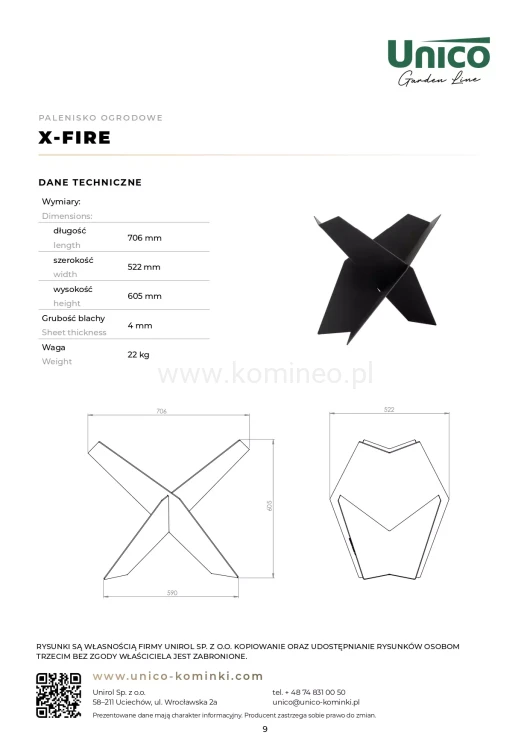 Karta techniczna UNICO X-FIRE