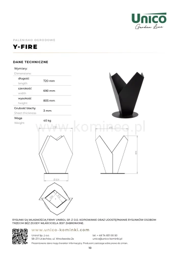 Karta techniczna UNICO Y-FIRE