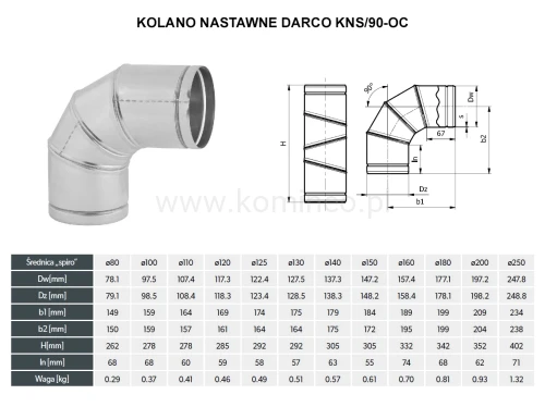 Kolano nastawne DARCO KNS-90-OC schemat