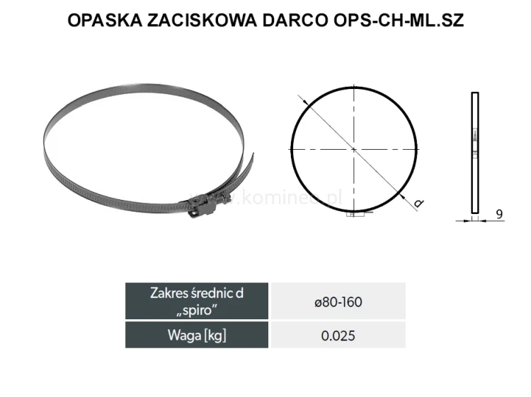 Opaska zaciskowa DARCO OPS-CH-ML.SZ schemat