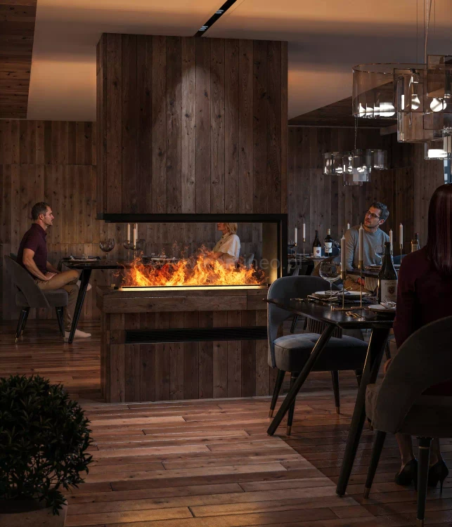 INFIRE INSIDE INVAPO U1200 Kominek elektryczny 3D trójstronny do zabudowy - aranżacja