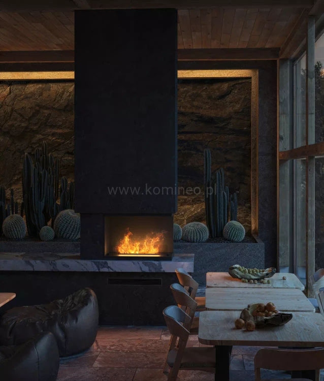 INFIRE INSIDE INVAPO P800 Kominek elektryczny 3D narożny do zabudowy - aranżacja