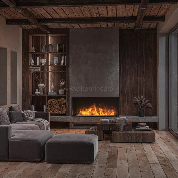 INFIRE INSIDE INVAPO P1200 Kominek elektryczny 3D narożny do zabudowy - aranżacja
