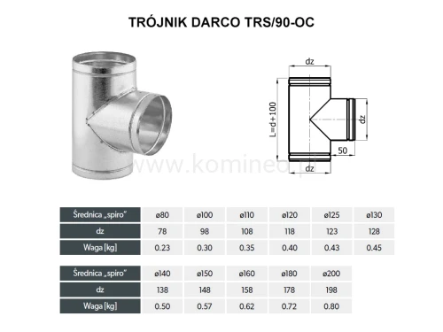 Trójnik DARCO TRS-90-OC schemat