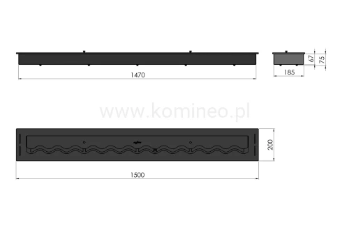 Biopalenisko INFIRE PALNIK BLACK BURNER 1500 SLIM LINE - schemat
