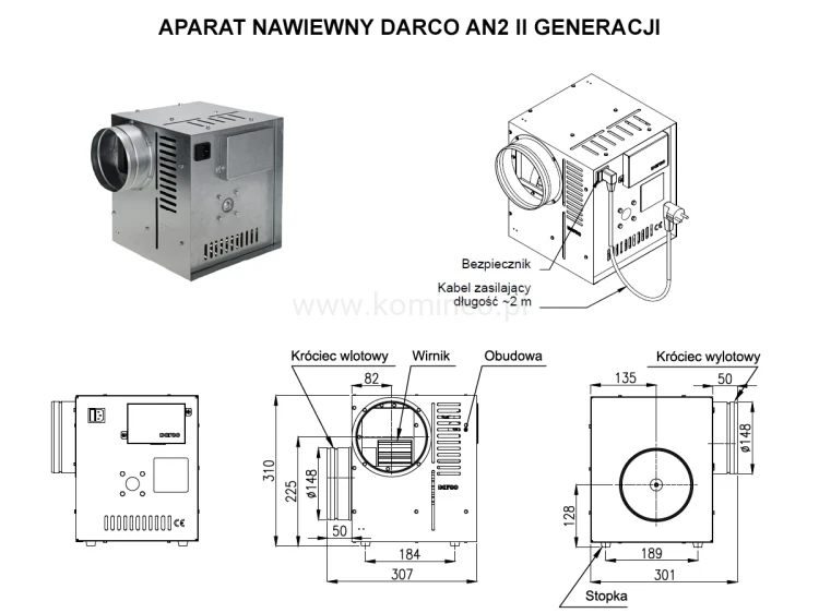 Aparat nawiewny DARCO AN2-II schemat
