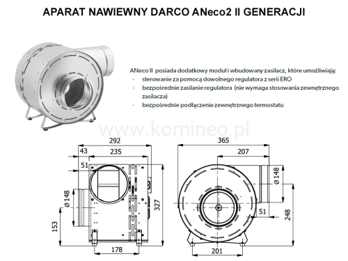 Aparat nawiewny DARCO ANeco2-II schemat