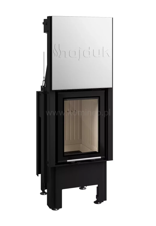 Wkład kominkowy HAJDUK SMART 1VT-S wąski, pionowy, drzwi podnoszone z gilotyną, jasna ceramika