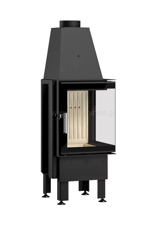 Wkład kominkowy narożny HAJDUK SMART 2PT-S prawy, z szybą boczną, wąski, pionowy, jasna ceramika