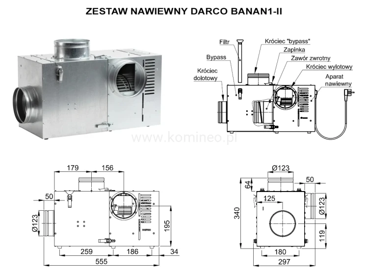 Zestaw nawiewny DARCO BANAN1-II - schemat