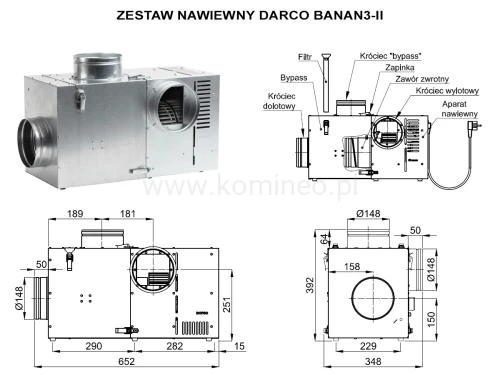 Zestaw nawiewny DARCO BANAN3-II - schemat