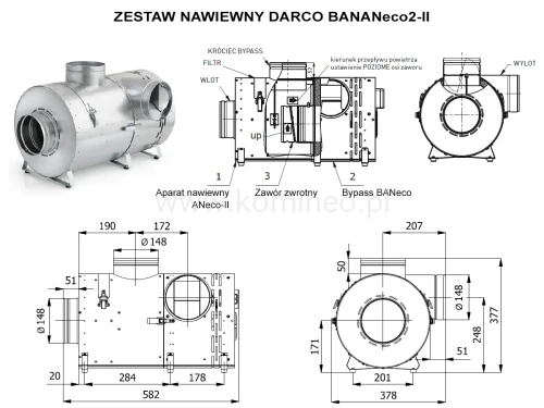Zestaw nawiewny DARCO BANANeco2-II - schemat