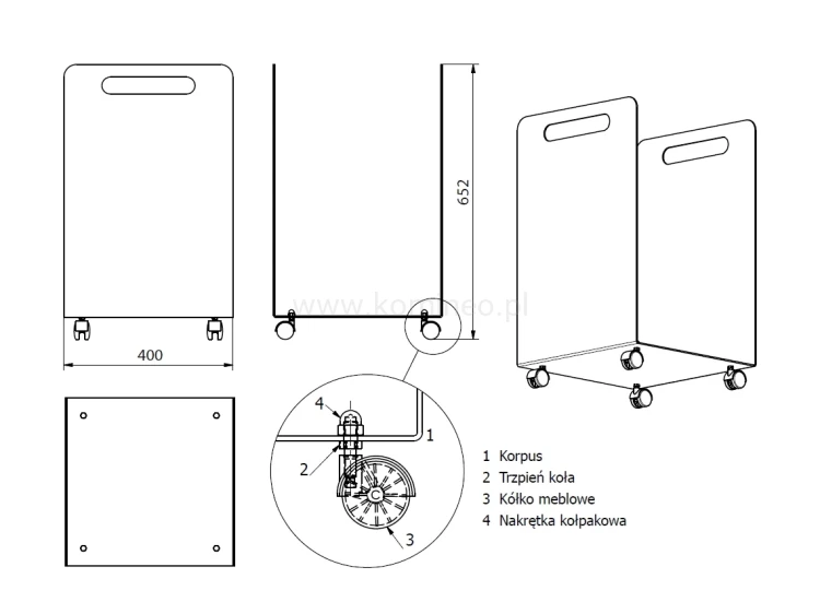 Kosz na drewno DARCO EDGE 1 - schemat