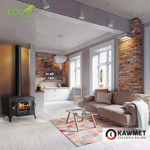 Piec kominkowy żeliwny KAWMET P7 PB (10.5 kW) ECO - aranżacja