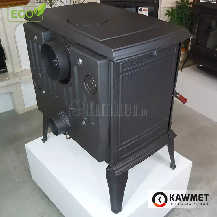 Piec kominkowy żeliwny KAWMET Premium ATHENA S12, dodatkowe boczne drzwi, piec wolnostojący z bocznym załadunkiem