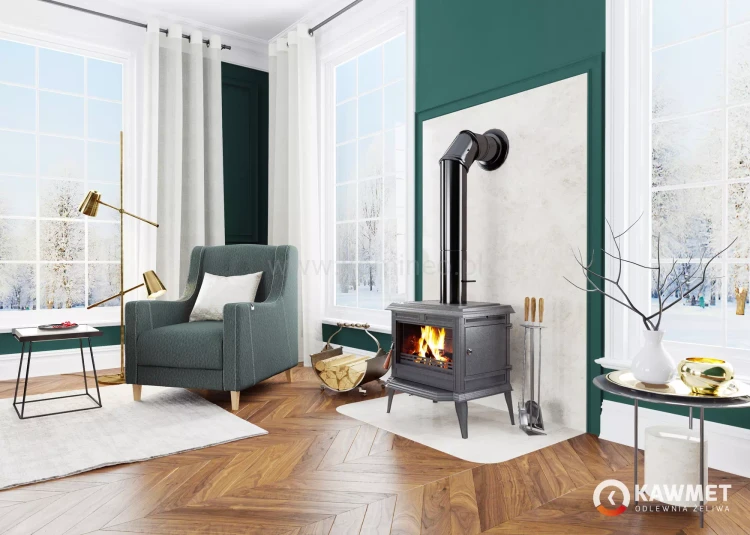 Piec kominkowy żeliwny KAWMET Premium ATHENA S12 - aranżacja